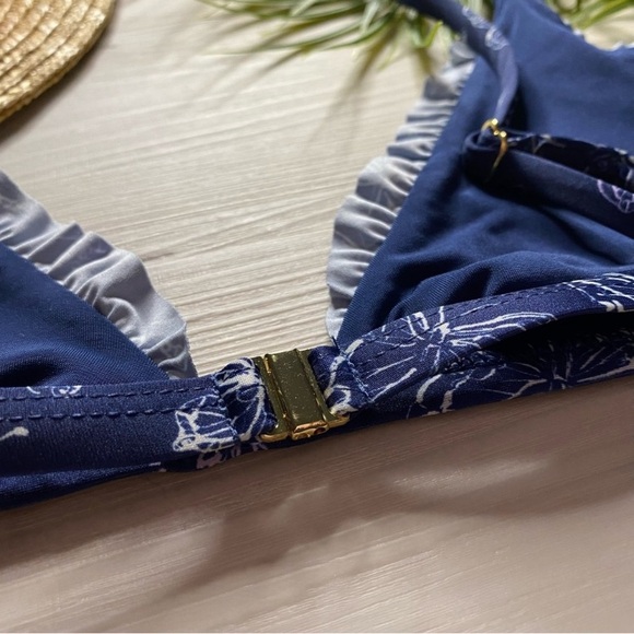 Beach Riot Rosie Navy Ruffle Swim Bikini Top - Picture 7 of 8